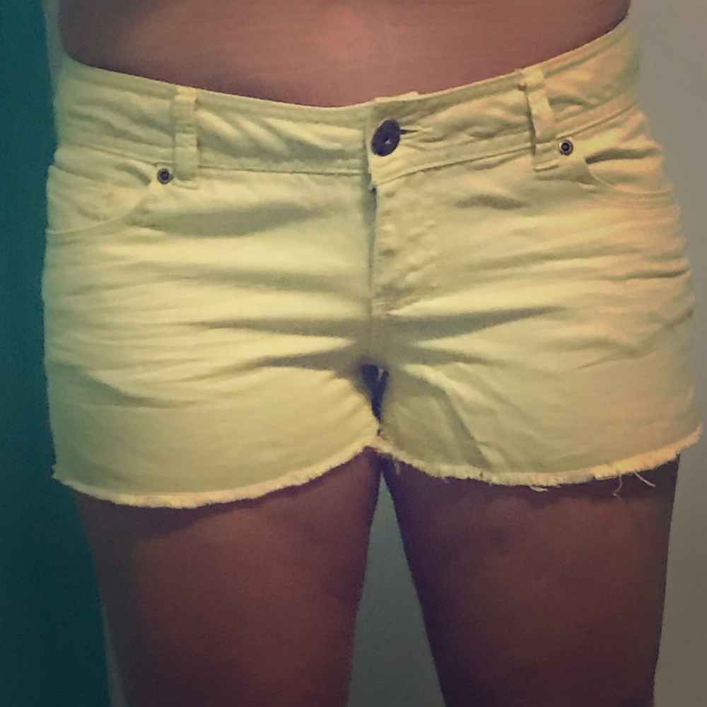 Yellow denim shorts